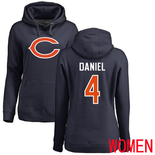 Chicago Bears Navy Blue Women Chase Daniel Name and Number Logo NFL Football #4 Pullover Hoodie Sweatshirts